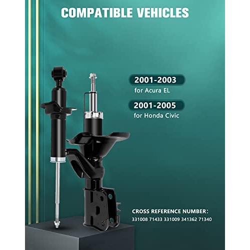 Shocks for Honda,AUTOMUTO Front Rear Shocks Absorbers Set Fits 2 並行輸入品の画像