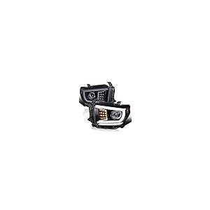 【並行輸入品】Spec D チューニングLEDライトバー 光沢ブラック ハウジング スモークレンズ プロジェクターヘッドライト シーケンシャルLの画像
