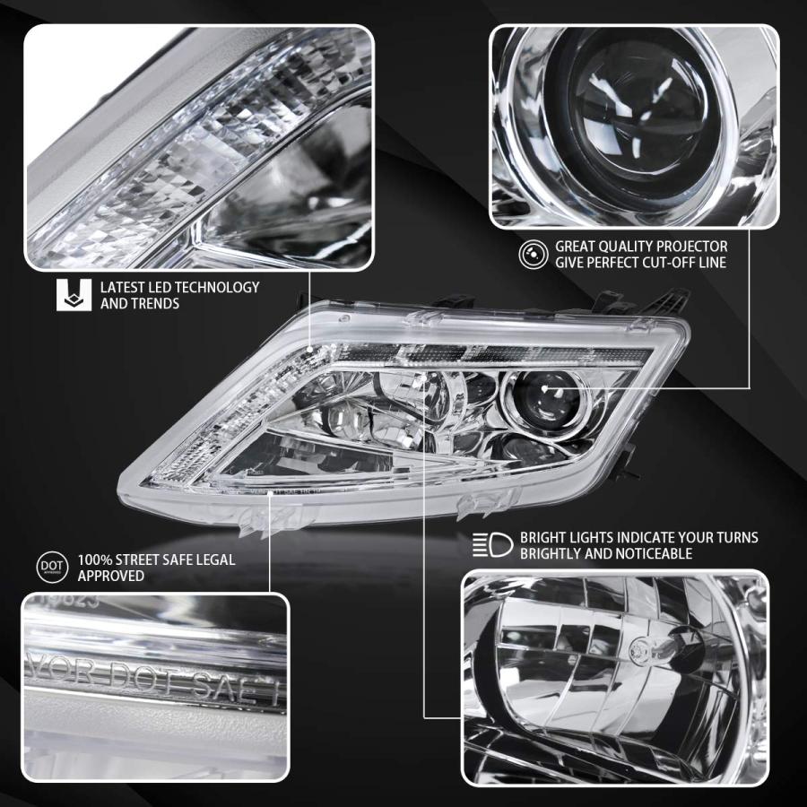 Autozensation フォード フュージョン クリスタルクローム プロジェクターヘッドライト + R8 スタイル LED ス 並行輸入品_6