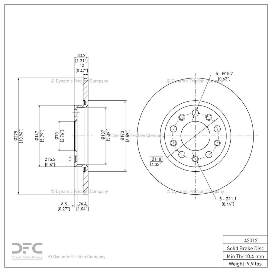 【並行輸入品】Rear Dynamic Friction Company ディスクブレーキローター 600 42012 (1) Dynamicの画像