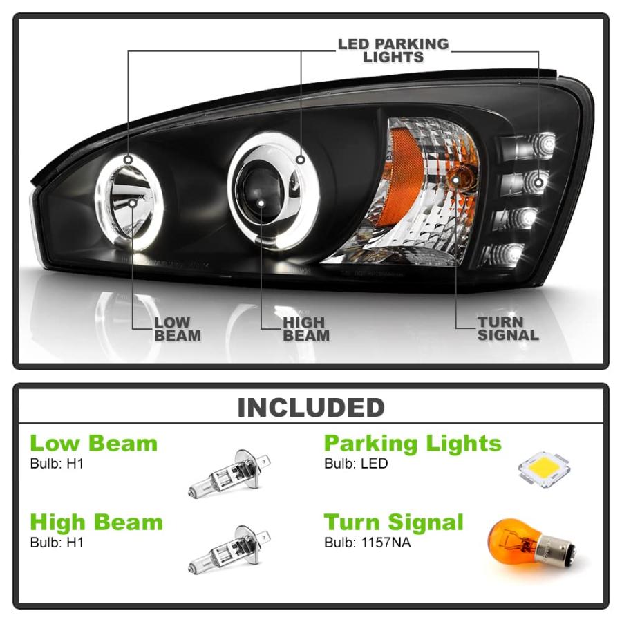 ACANII   For 2004 2007 Chevy Malibu LED Halo Black Housing Projec 並行輸入品の画像