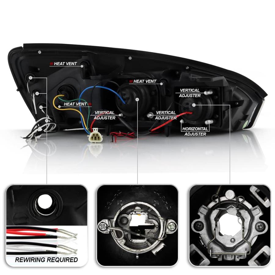 ACANII   For 2004 2007 Chevy Malibu LED Halo Black Housing Projec 並行輸入品の画像
