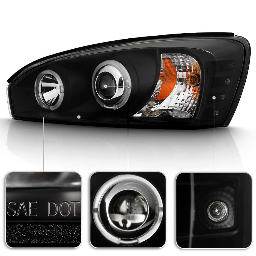 ACANII   For 2004 2007 Chevy Malibu LED Halo Black Housing Projec 並行輸入品の画像