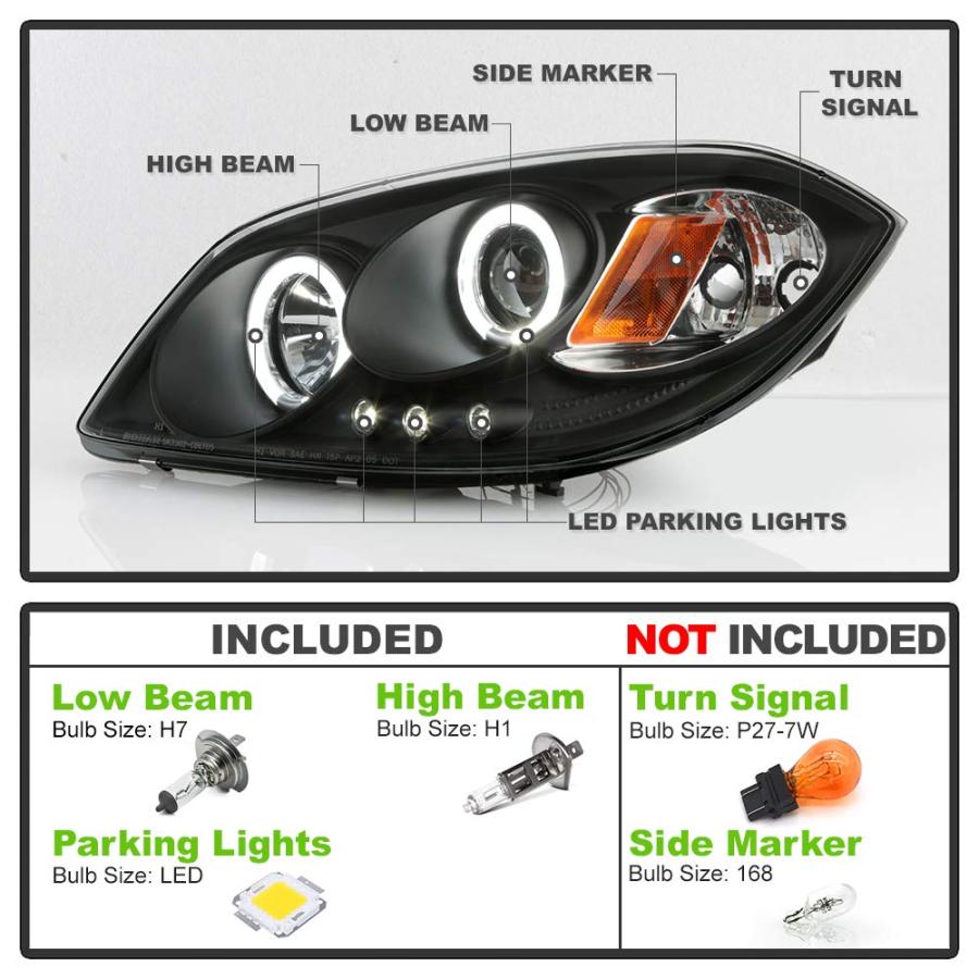 ACANII   For 2005 2010 Chevy Cobalt Pontiac G5 LED Halo Black Pro 並行輸入品の画像