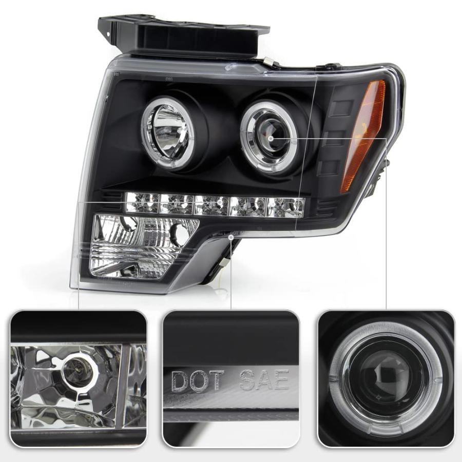 【並行輸入品】ACANII   For 2009 2014 Ford F150 LED Halo Ring Black Housing Projの画像