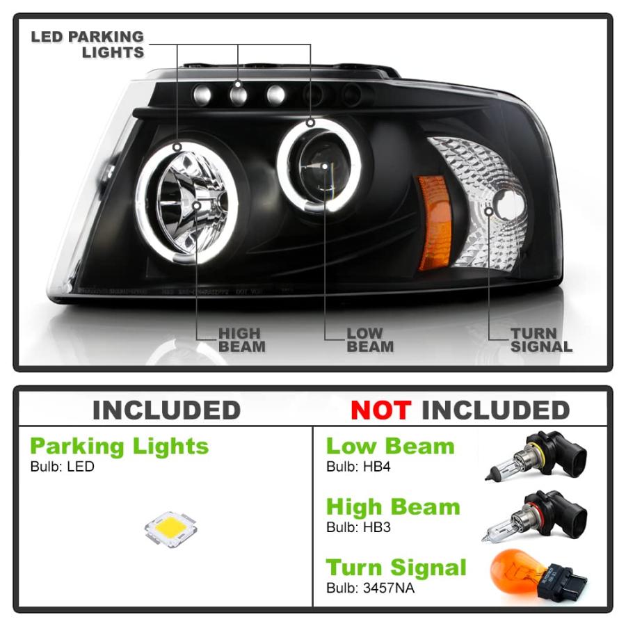 【並行輸入品】ACANII   For 2003 2006 Ford Expedition LED Halo Black Housing Proの画像