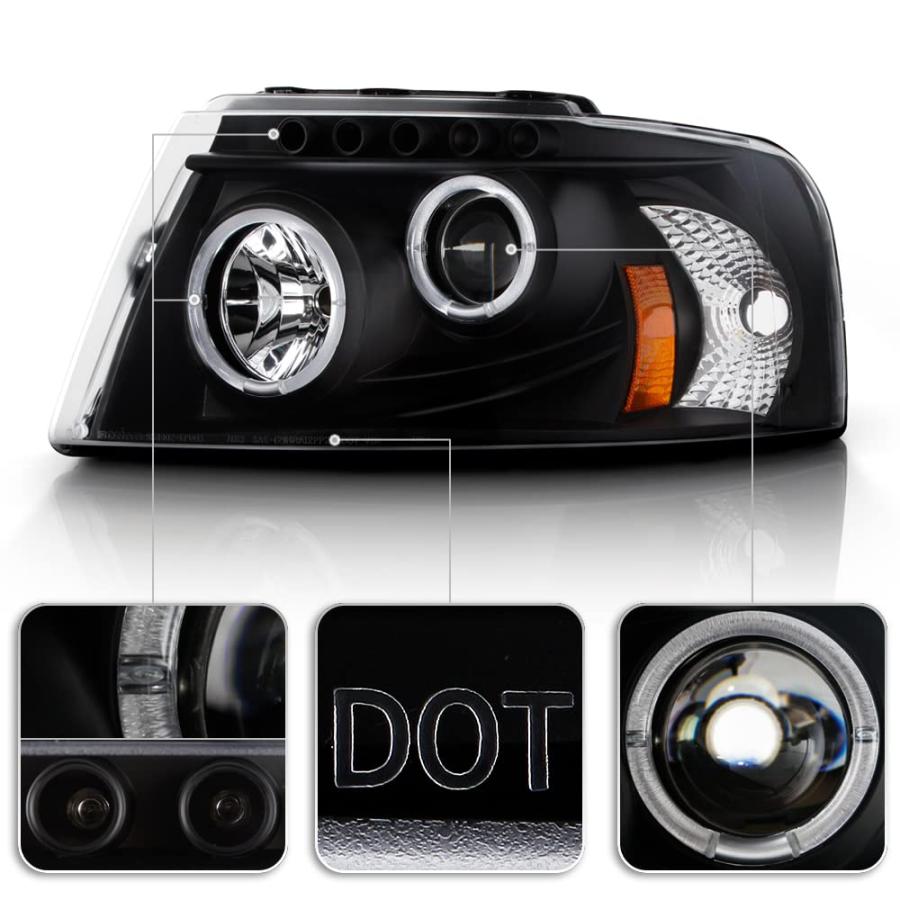 【並行輸入品】ACANII   For 2003 2006 Ford Expedition LED Halo Black Housing Proの画像