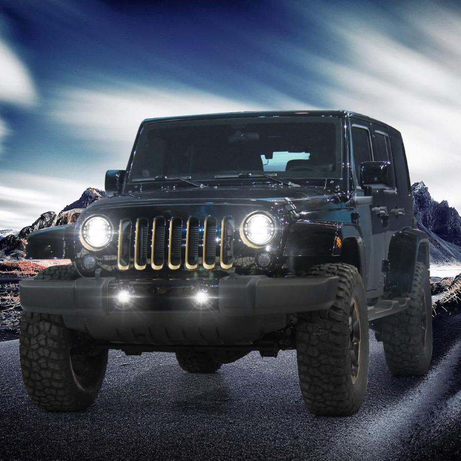 AUDEXEN 4 Inch Led Fog Light with White Halo Ring/Fog lights Pro 並行輸入品の画像