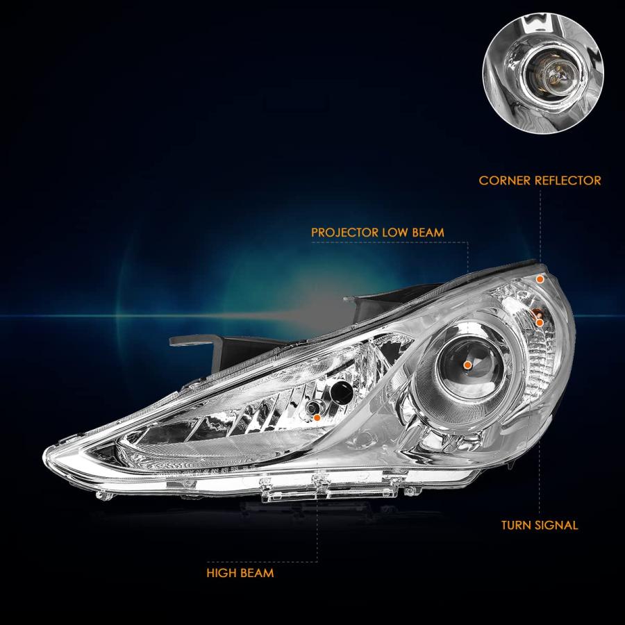 PM PERFORMOTOR プロジェクターヘッドライトアセンブリ ソナタ11 14対応 | クロームHouisngクリアコーナー 並行輸入品の画像
