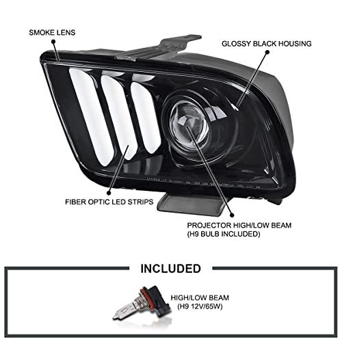 【並行輸入品】SPEC D TUNING プロジェクターヘッドライト スモークレンズ 2005 2009 Ford Mustang対応 左右ペアの画像