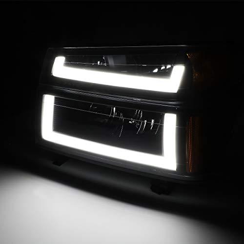 ブラックハウジングアンバーコナーLEDDRLヘッドライト+ウィンカーランプ4個セット シボレーコロラド04 12用 Auto Dy 並行輸入品の画像