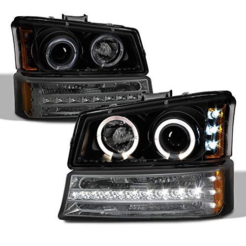 2003〜2006年式 シボレーシルバラード ブラック スモークハウジング デュアルヘイロープロジェクターヘッドライト + LED 並行輸入品_1