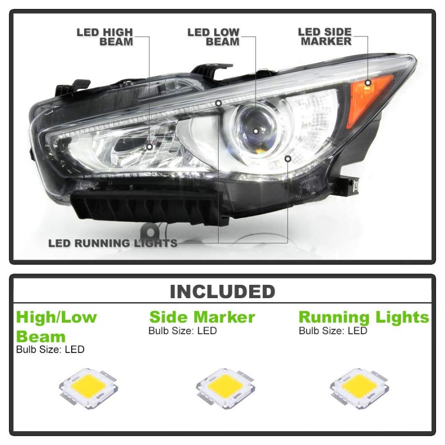 ACANII   For 2014 2017 Infiniti Q50 w/o AFS OE Style LED DRL Proj 並行輸入品の画像