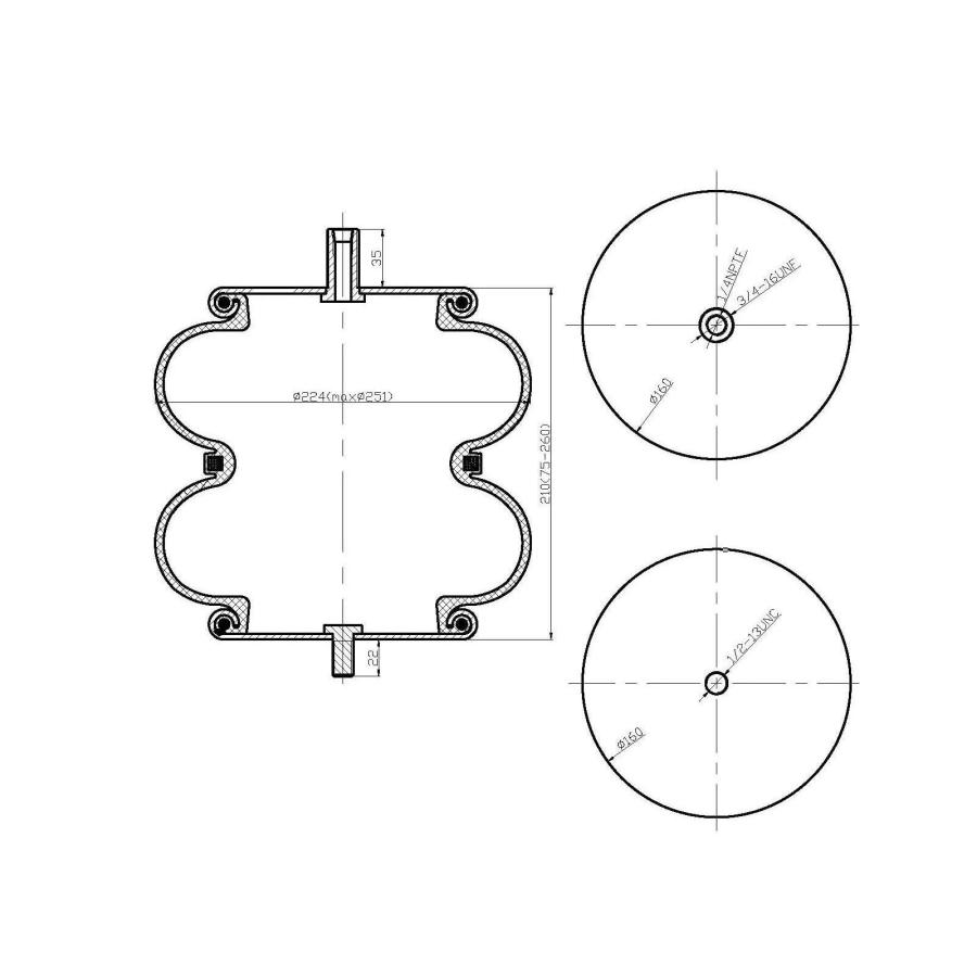 Fortpro Double Convoluted Air Spring Replaces 6897， 2B9 229 | F2 並行輸入品_3