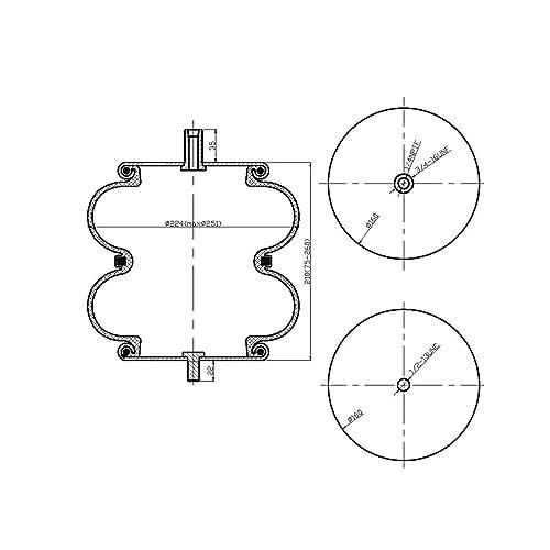 Fortpro Double Convoluted Air Spring Replaces 6897， 2B9 229 | F2 並行輸入品_4