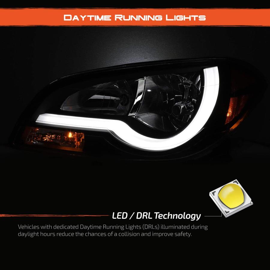 【並行輸入品】2008 2012 Chevy Malibu LEDライトチューブヘッドライトヘッドランプに適合   ブラックハウジングアセンブリの画像