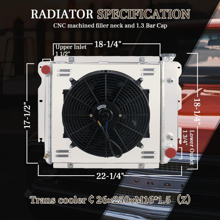 OzCoolingParts 4 Row Core Aluminum Radiator + 14" Fan w/Louver S 並行輸入品｜wid-grab｜07