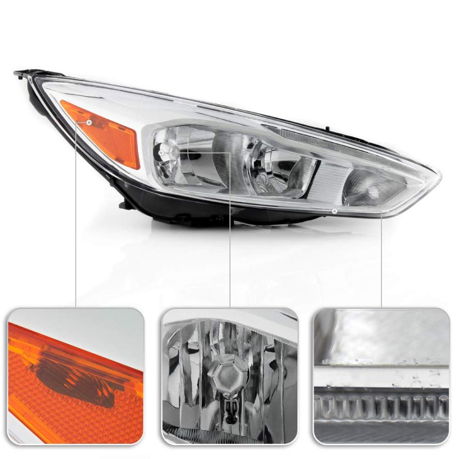 【並行輸入品】ACANII [ハロゲンタイプクロムハウジングw/LED DRL] 2015 2018 フォード フォーカス ヘッドライト ヘ_9
