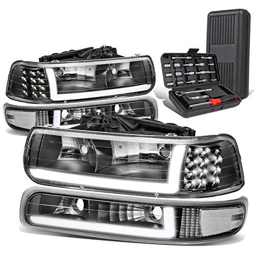 Auto Dynasty LED DRL Black Clear Corner Headlight w/Bumper Lamps 並行輸入品_1
