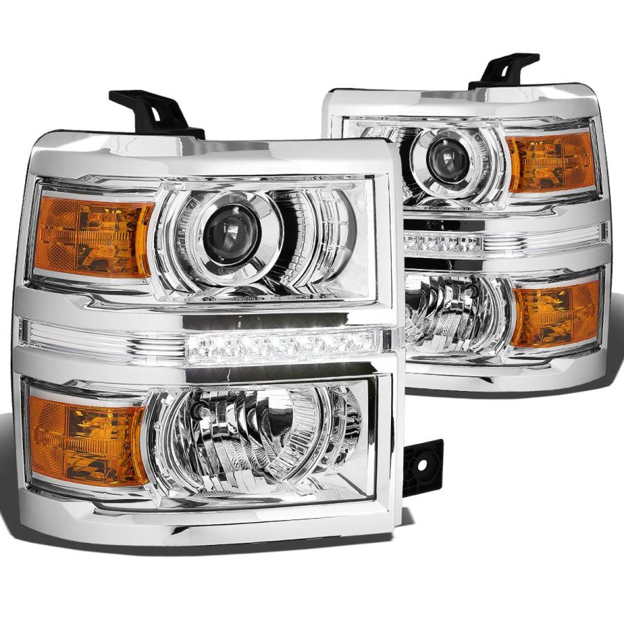 【並行輸入品】 Auto Dynasty LED DRL Chrome Housing Amber Corner Projector Headlの画像