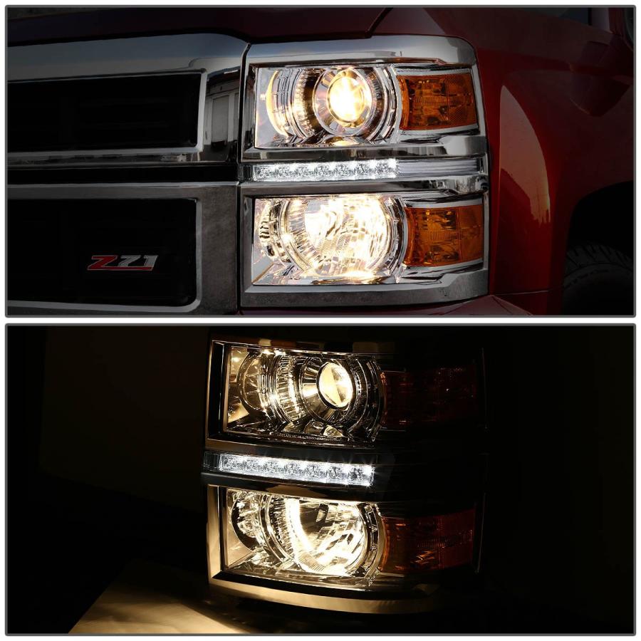 【並行輸入品】 Auto Dynasty LED DRL Chrome Housing Amber Corner Projector Headlの画像