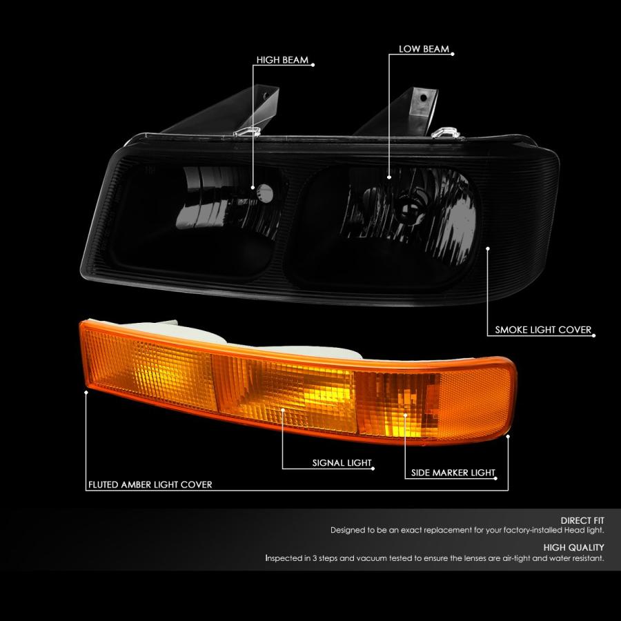 Auto Dynasty Smoked Lens Headlights Amber Bumper Lamps Compatibl 並行輸入品の画像