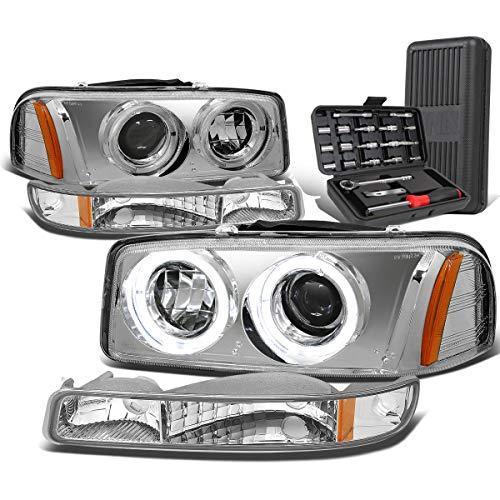 Auto Dynasty LED Twin Halo Chrome Amber Corner Projector Headlig 並行輸入品の画像