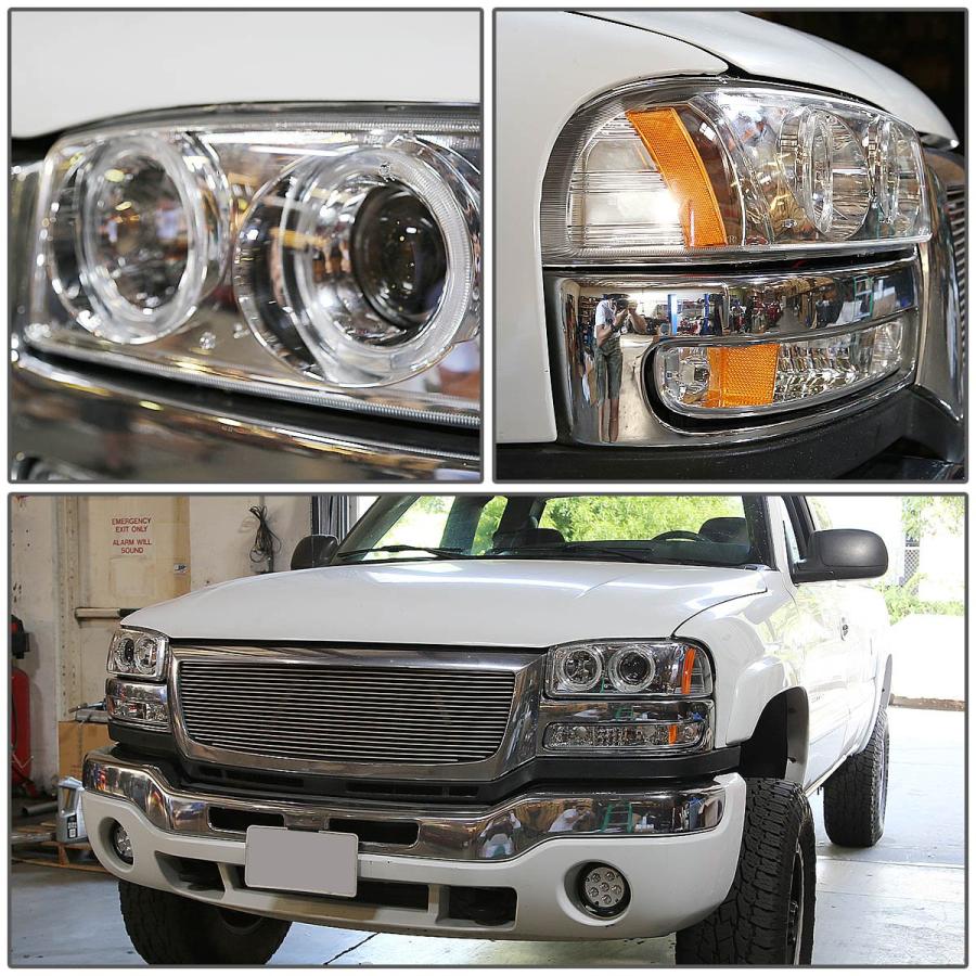 Auto Dynasty LED Twin Halo Chrome Amber Corner Projector Headlig 並行輸入品の画像
