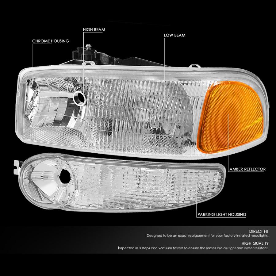 Chrome Housing Headlight+Bumper Lamps+Tool Kit Compatible with G 並行輸入品の画像