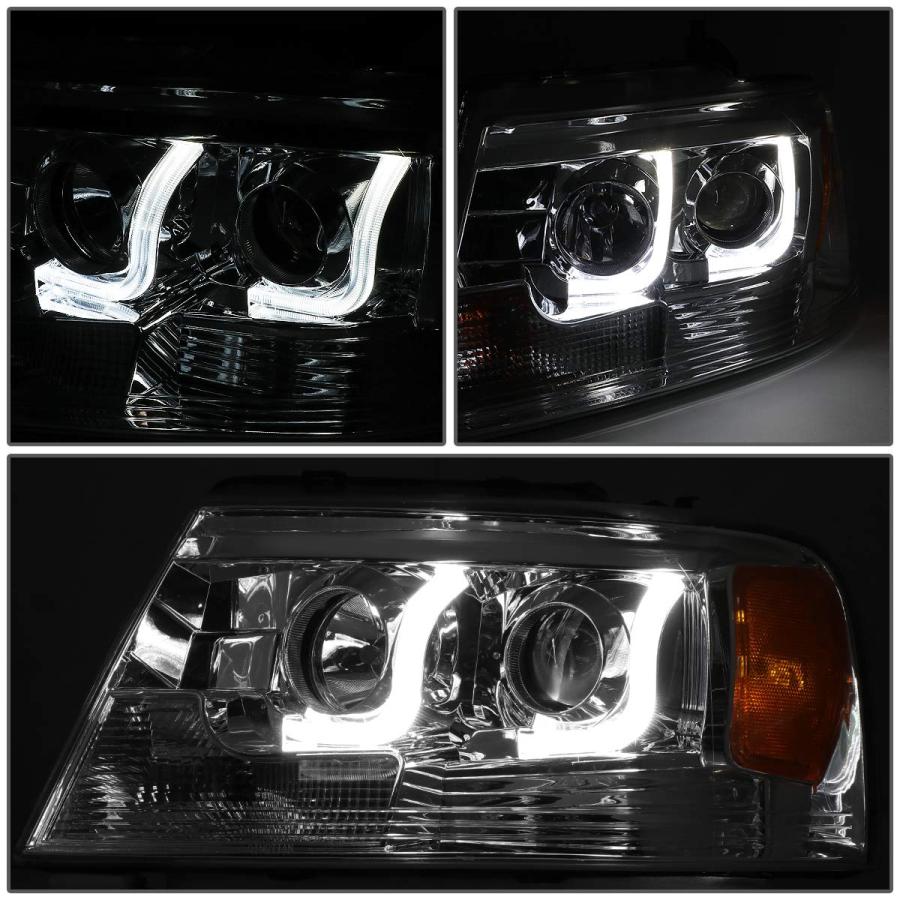 【並行輸入品】 Auto Dynasty Dual LED DRL L Bar Projector Chrome Amber Corner Heの画像