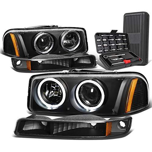 【並行輸入品】 Auto Dynasty LED Twin Halo Black Amber Corner Projector Headligh_1