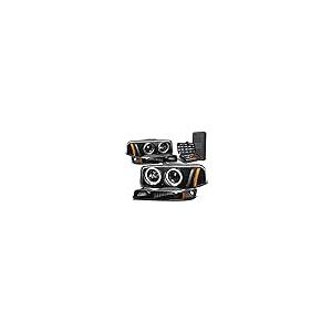 【並行輸入品】 Auto Dynasty LED Twin Halo Black Amber Corner Projector Headligh_2