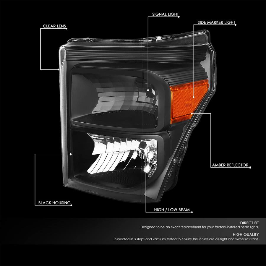 【並行輸入品】 Auto Dynasty Black Housing Amber Side Headlight+Tool Kit Compatiの画像