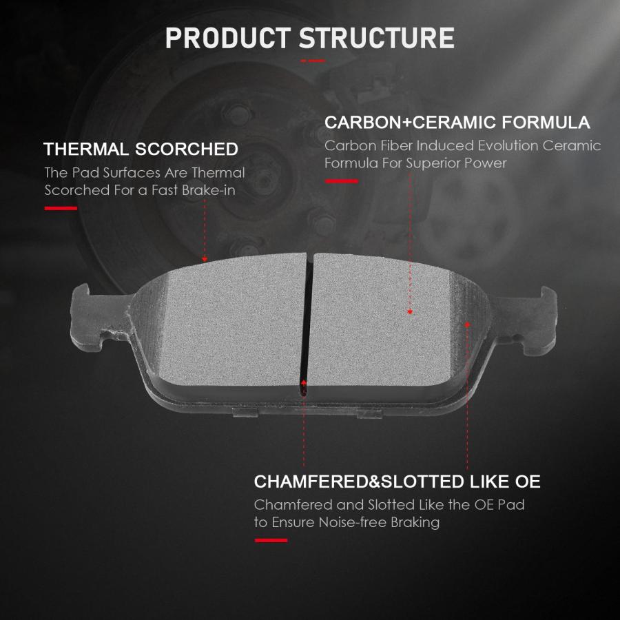 cciyu D1645 D1095 Front Rear Ceramic Brake Pads Kit 8pcs fit For 並行輸入品_3