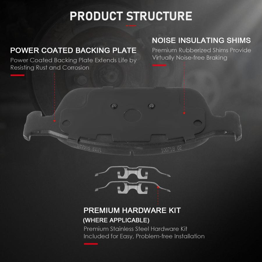 cciyu D1645 D1095 Front Rear Ceramic Brake Pads Kit 8pcs fit For 並行輸入品_6