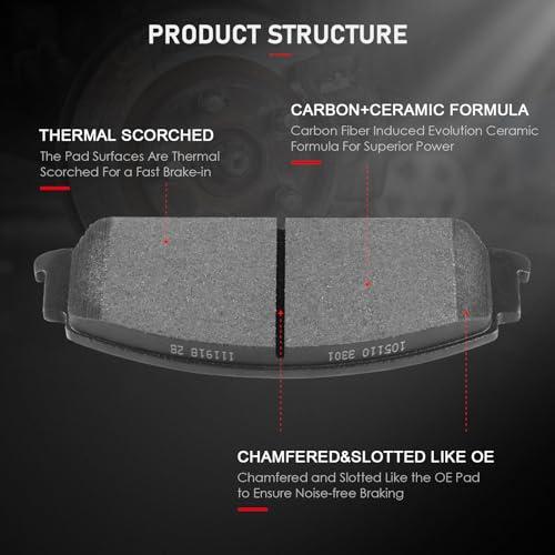cciyu D1351 D1352 Front Rear Ceramic Brake Pads Kits 8pcs fit Fo 並行輸入品の画像