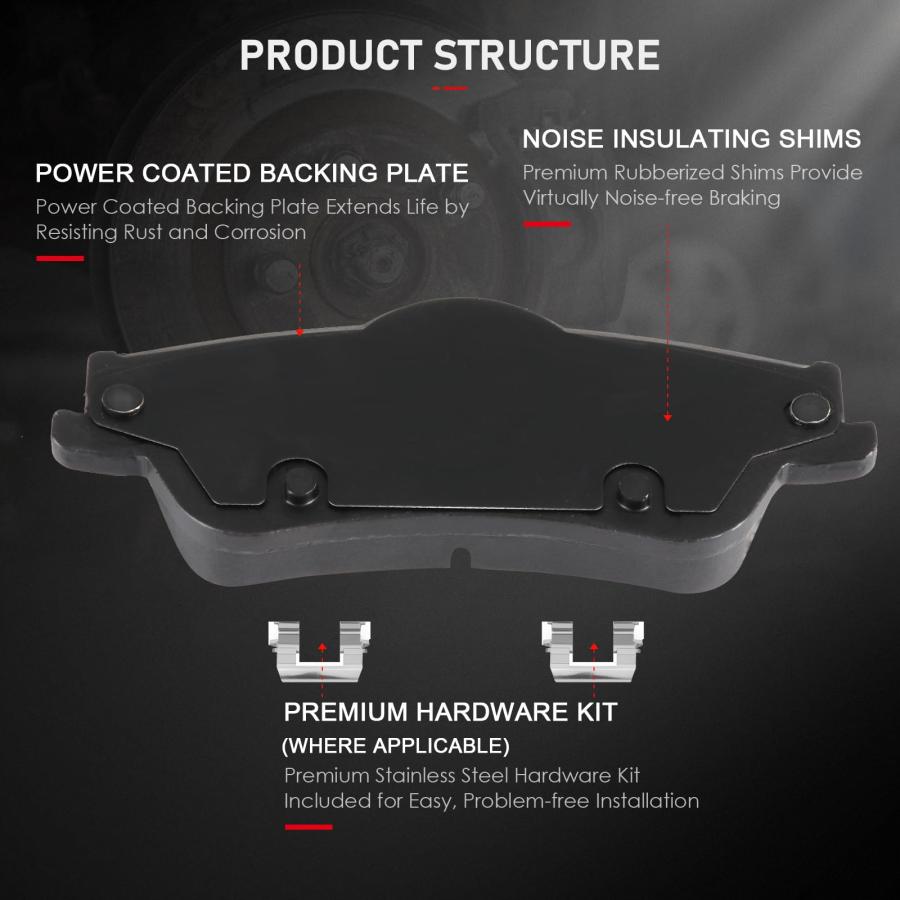 cciyu D1351 D1352 Front Rear Ceramic Brake Pads Kits 8pcs fit Fo 並行輸入品の画像
