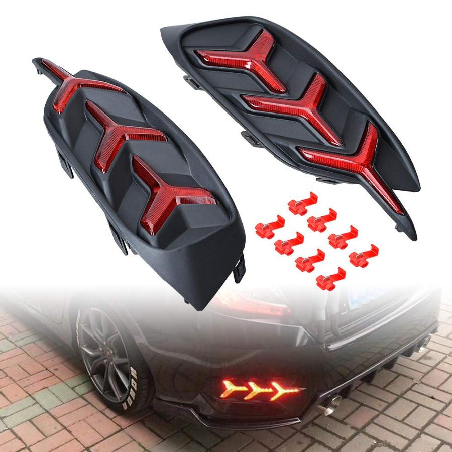 レッドレンズ Y LEDバンパーリフレクターランプ 2016 2019 2020 ホンダ シビック LX EXツーリングセダン対応 並行輸入品_5