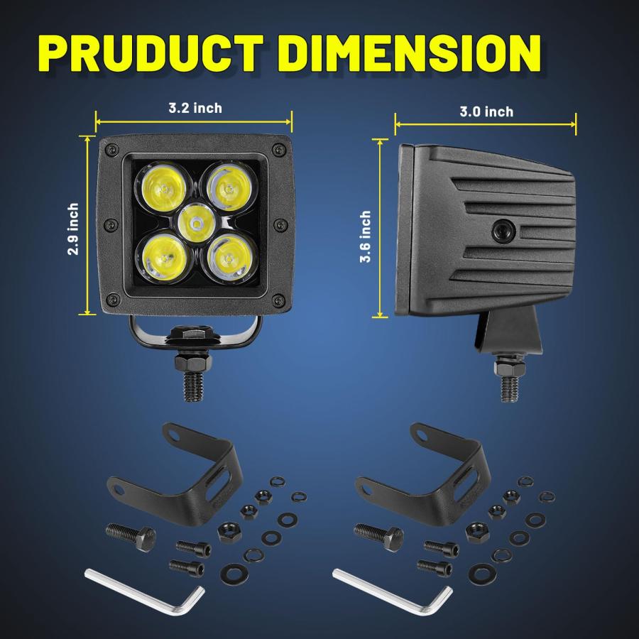 YCHOW TECH LEDキューブ、2個 3インチ 100W スポットビーム CREE LEDライトポッド LEDライトバー ス 並行輸入品_3