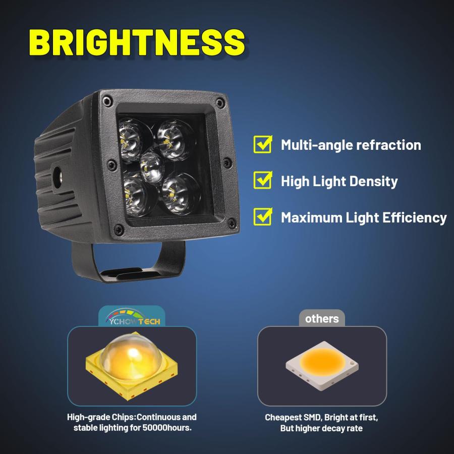YCHOW TECH LEDキューブ、2個 3インチ 100W スポットビーム CREE LEDライトポッド LEDライトバー ス 並行輸入品_6
