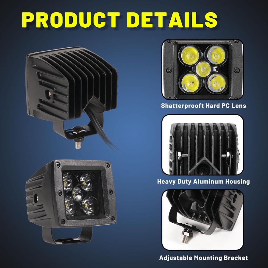 YCHOW TECH LEDキューブ、2個 3インチ 100W スポットビーム CREE LEDライトポッド LEDライトバー ス 並行輸入品_9