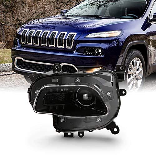 AKKON   2014 2018 JEEP Cherokee [ハロゲンタイプ] プロジェクター ブラック ヘッドライト ヘッド 並行輸入品_1