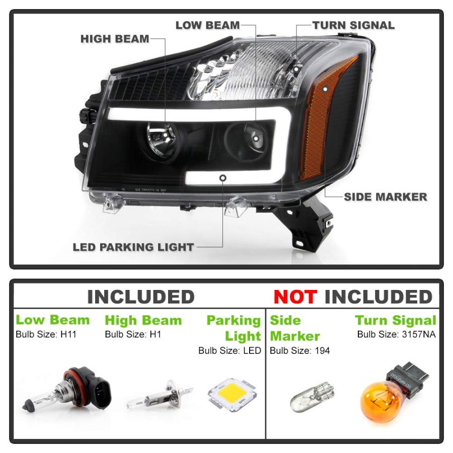 【並行輸入品】 ACANII   For 2014 2015 Nissan Titan 04 07 Armada Black Housing Lの画像