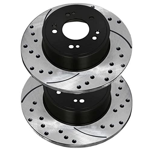 AutoShack PR41481LR リアドリルスロットブレーキローター ブラック ドライバーと助手席側の2組 交換用 2005 並行輸入品_4