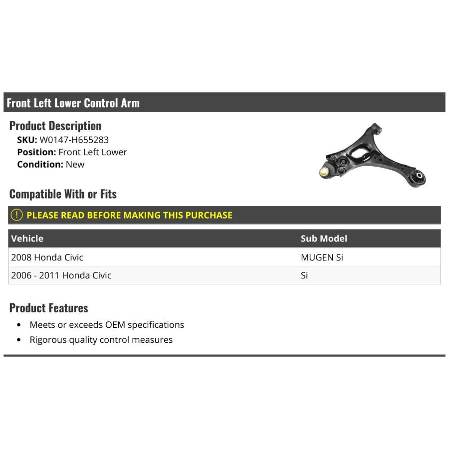Front Left Driver Side Lower Control Arm   Compatible with 2006  並行輸入品の画像