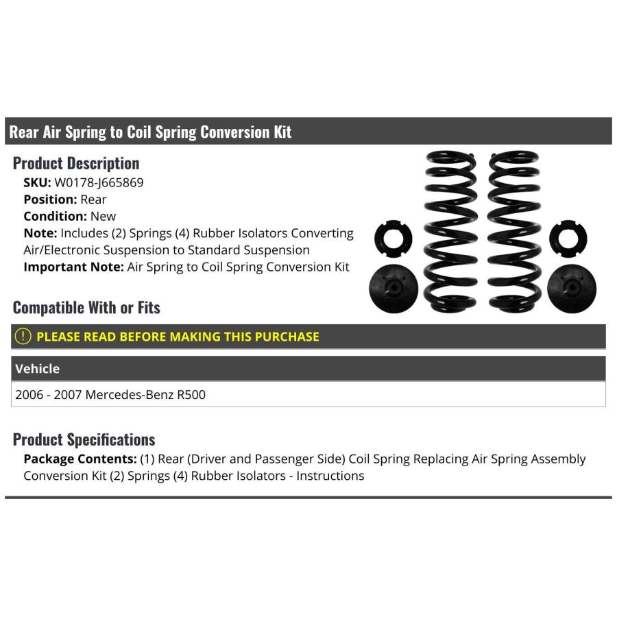 Rear Air Spring to Coil Spring Conversion 6 Piece Kit Compatib 並行輸入品_2