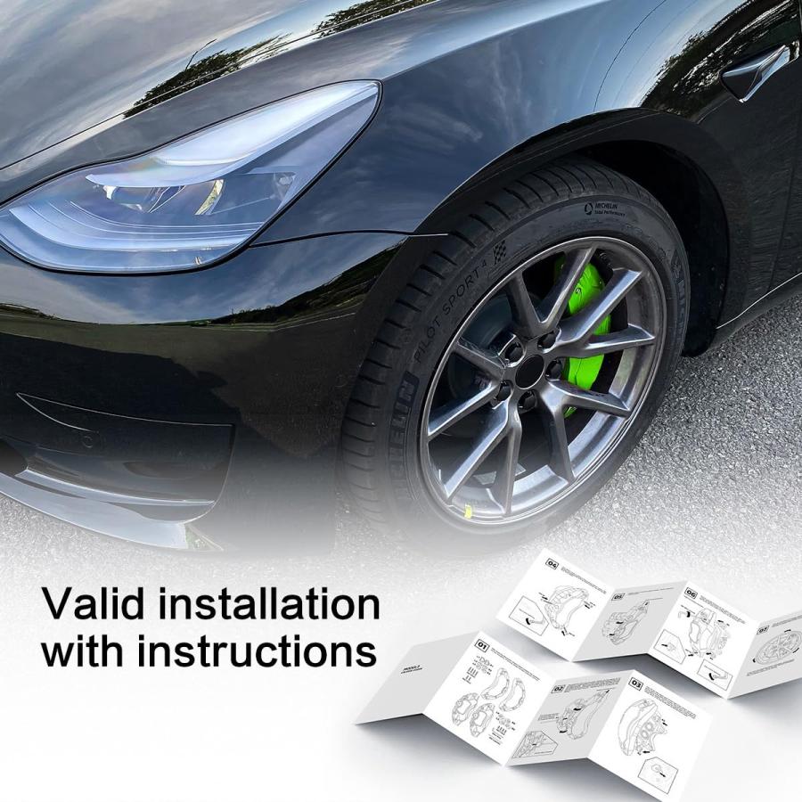 Weishine ブレーキキャリパーカバー 4個セット Teslaモデル3