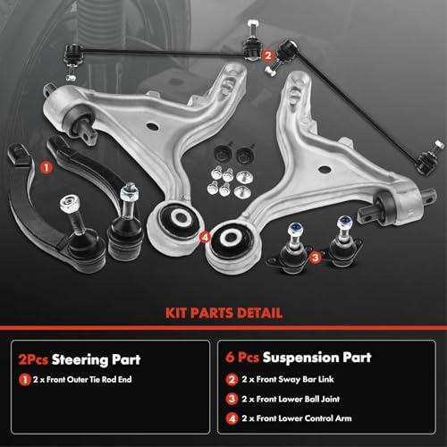 A Premium フロントサスペンションキット 8個 下部コントロールアーム ボールジョイント アウタータイロッドエンド スタビ 並行輸入品の画像