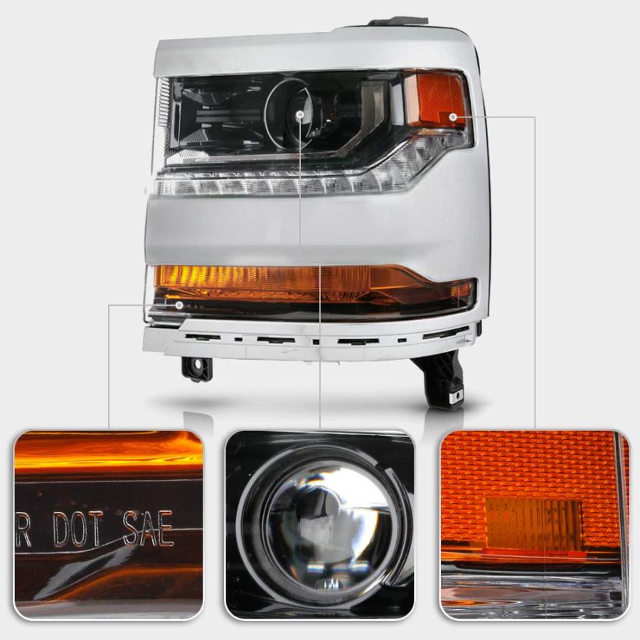 【並行輸入品】ACANII   [HID/キセノンモデル] 2016 2018 シボレー シルバラード 1500 LED DRL プロジェクターの画像