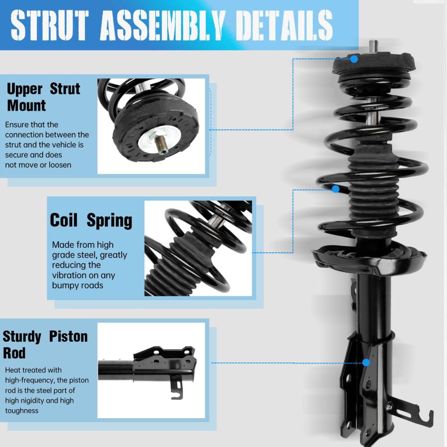 【並行輸入品】 Front Pair Complete Struts with Coil Spring Assembly Compatible_3